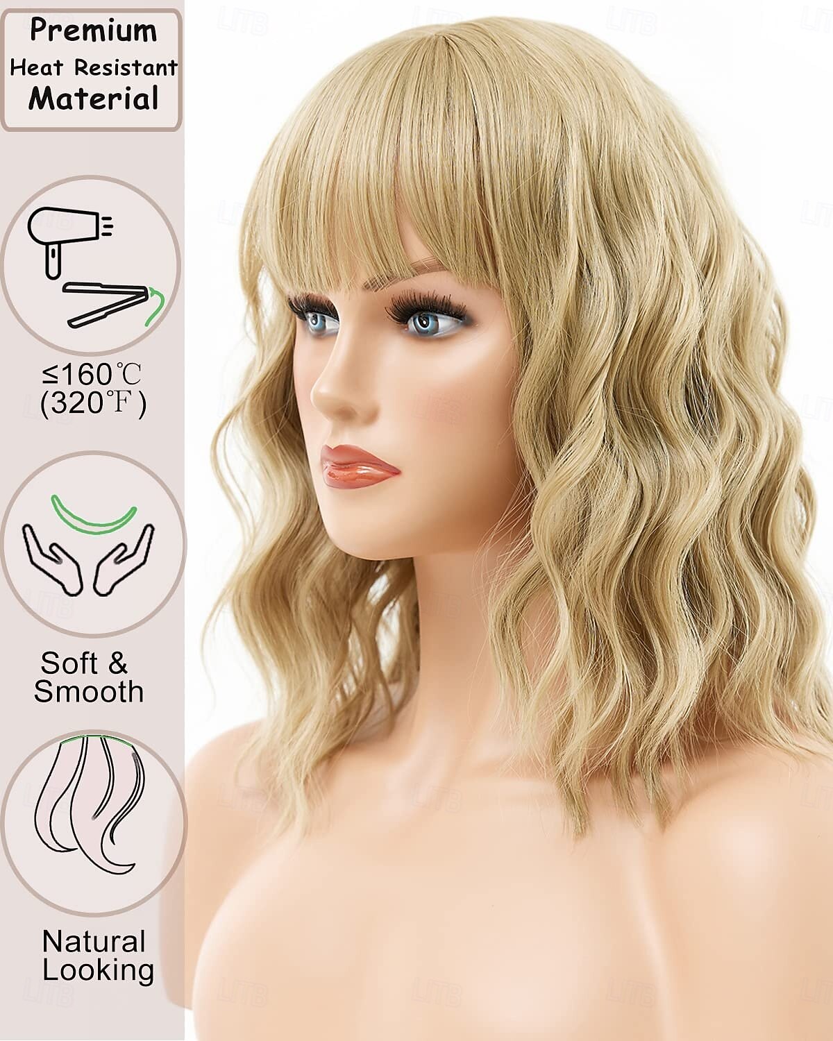 Blonde Wig Short Bob Blonde Wig with Bangs Wavy Curly Bob Wigs for White Women Heat Resistant Synthetic Colored Cosplay Wig 2026 - $18.99 –P2