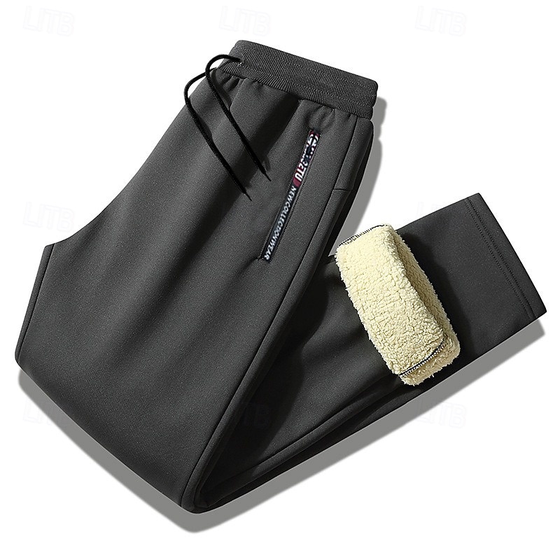 Men's Sherpa Fleece Pants Sweatpants Joggers Winter Pants Pocket Letter Warm Daily Leisure Sports Going out Streetwear Casual Black Black Straight Leg Micro-elastic 2025 - $22.99 –P3