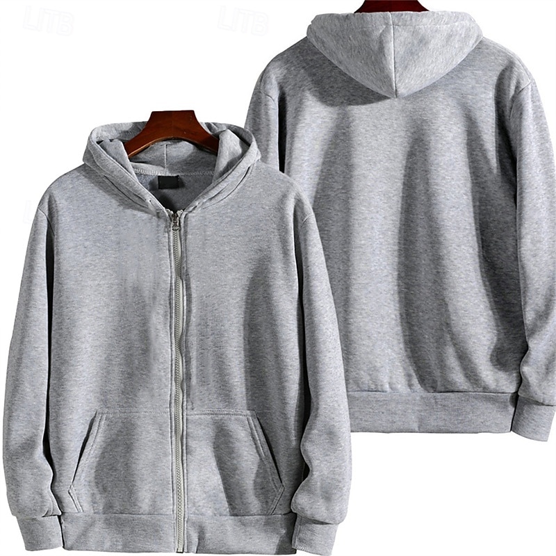 Férfi Uniszex Zip Up kapucnis pulóver Pulóver Teljes cipzáros kapucnis Gyapjú pulóver Fekete Arcpír rózsaszín Khakizöld Szürke Kapucni Sima Becipzároz Kollázs Sport & Szabadtéri Napi Szabadság 2025 - $16.49 –P1