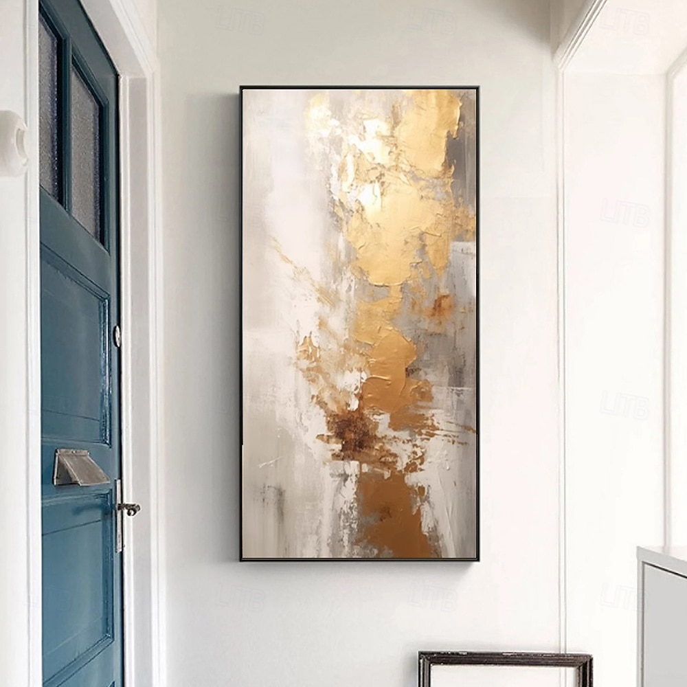 handgemachtes Ölgemälde auf Leinwand, Wandkunst, Dekoration, moderne abstrakte goldene Textur für die Inneneinrichtung, gerolltes, rahmenloses, ungedehntes Gemälde 2025 - $58.99 –P3