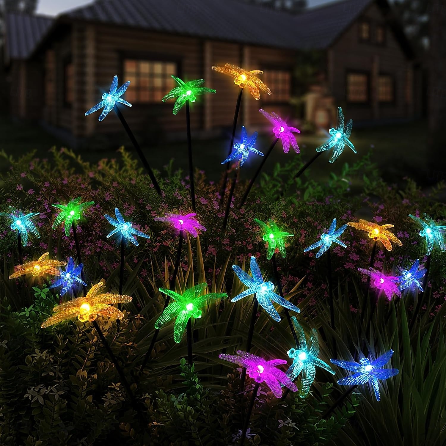 aurinko kolibri nurmikon valot 6led huojuva tulikärpäsen valot ulkona vedenpitävät puutarhavalot sudenkorento perhonen pihavalo joulu häät loma juhla puisto patio polku maiseman koristelu 1/2kpl 2025 - $18.99 –P4
