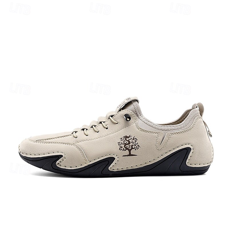 Homens Tênis sapatos feitos à mão Microfibra Confortável Antiderrapante Com Cadarço Preto Bege Cinzento de 2025 por $54.99 –P6