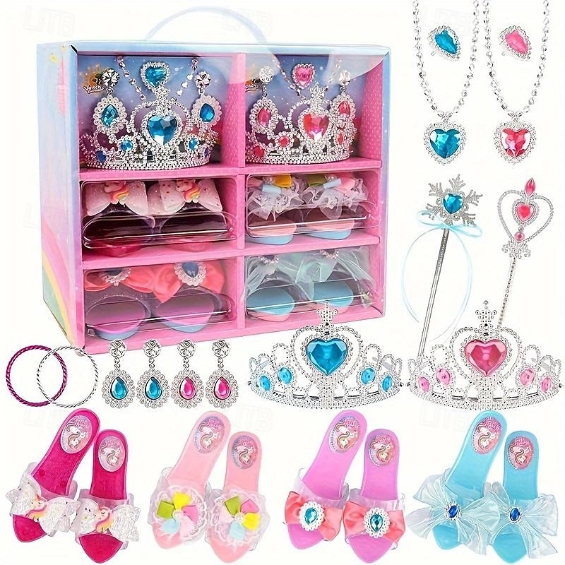 Princess Dress-Up Shoes, Slippers, Necklace, and Earrings Set - Girls' Birthday Gift, Family Play, Pretend Toy Jewelry Box - Perfect for Imaginative Play and Creative Expression 2025 - $92.99 –P5