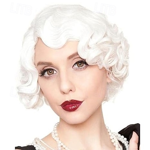 Pelucas cortas de los años 20 para mujeres peluca de ondas de dedo peluca sintética natural disfraz de cosplay peluca flapper de carnaval Halloween 2026 - $18.49 –P4