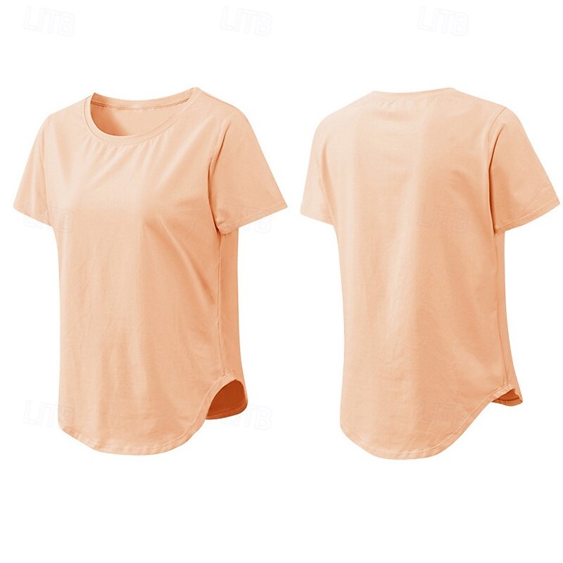 Damskie Běžecké tričko Krótki rękaw Tee Tshirt Codzienny Athleisure Solidne kolory Szybkie wysychanie Miękka Oddychający Trening w siłowni Chodzenie Jogging Odzież sportowa Odzież sportowa Morelowy 2025 - $18.99 –P18