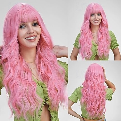 Long Wig with Bangs Wavy Wigs for Women Synthetic Hair Wig for Daily Party Use 2025 - $19.99 –P5