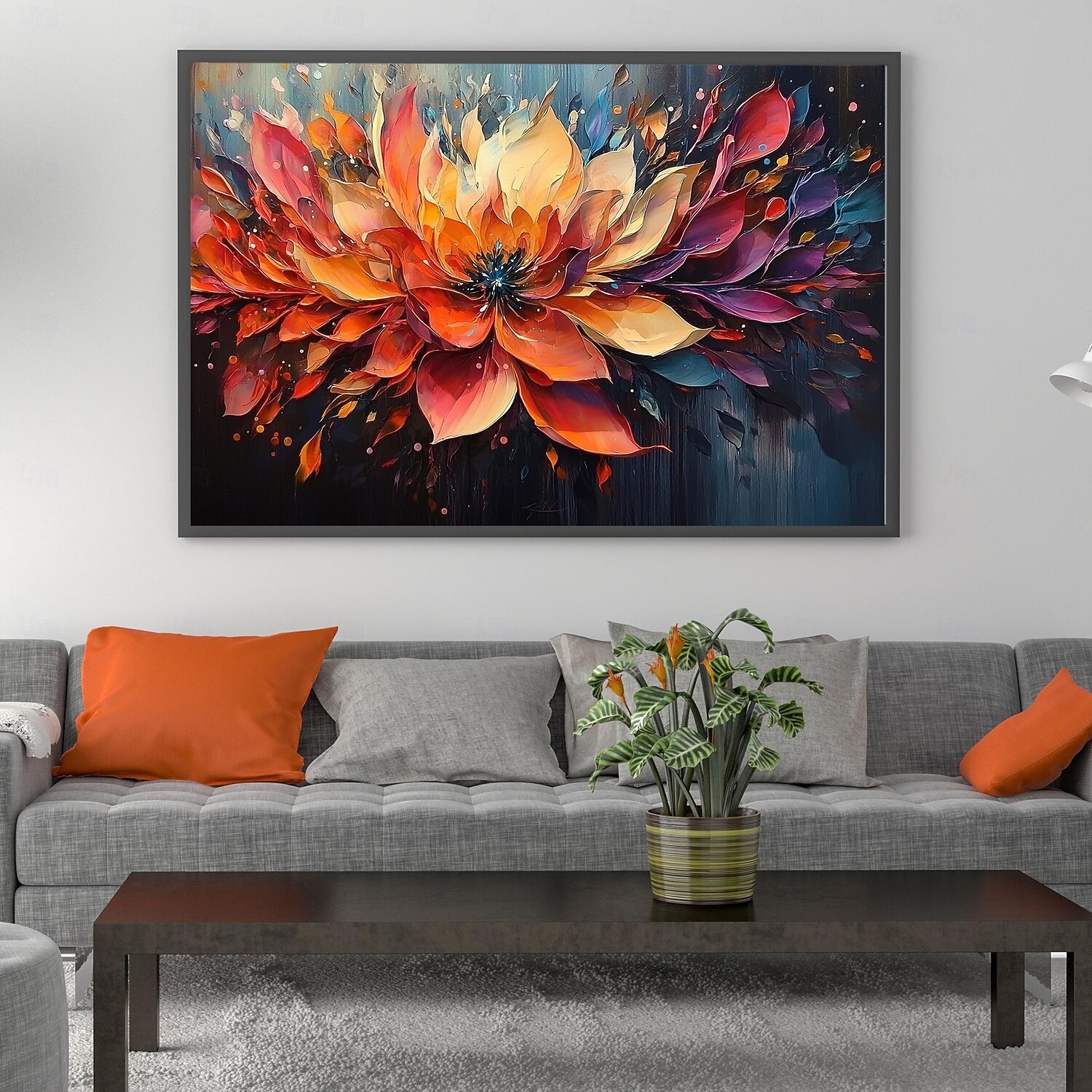 Handmade Original Colorful Flower Oil Painting On Canvas Abstract 3D ...