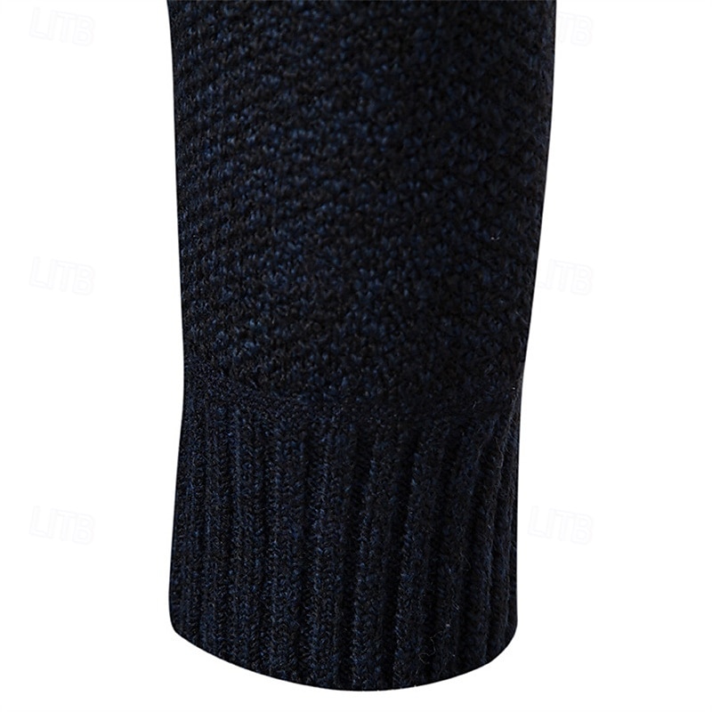 Men's Pullover Sweater Jumper Quarter Zip Sweaters Knit Sweater Ribbed Knit Regular Knitted Fleece Color Block Quarter Zip Fashion Basic Daily Wear Date Clothing Apparel Fall & Winter Navy Blue S M L 2025 - $35.99 –P8