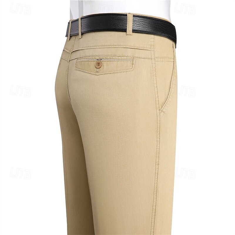 Herr Kostymbyxor Långbyxor Kinesiska Knappar Ficka Slät Komfort Formell Fest Arbete Mode Klassisk Stil 다크 카키 Ljus kaki Microelastisk 2025 - $16.49 –P3