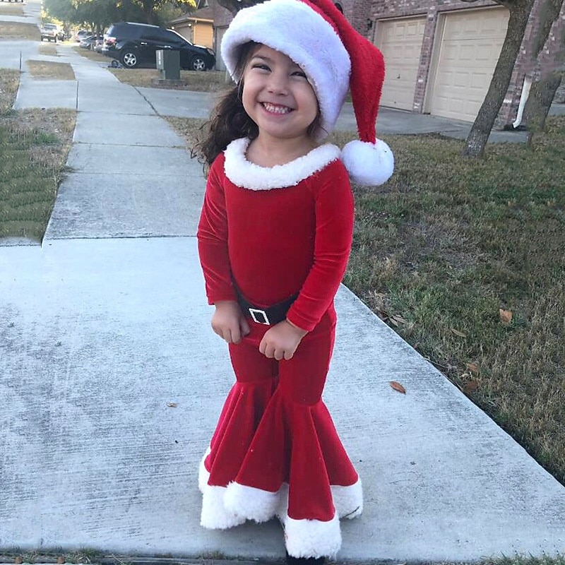 2 Stück kinderkleidung Mädchen Weihnachten Farbblock Weihnachtssets einstellen Langarm Modisch Leistung 4 Jahre + Herbst Rote Grün 2025 - $22.99 –P5