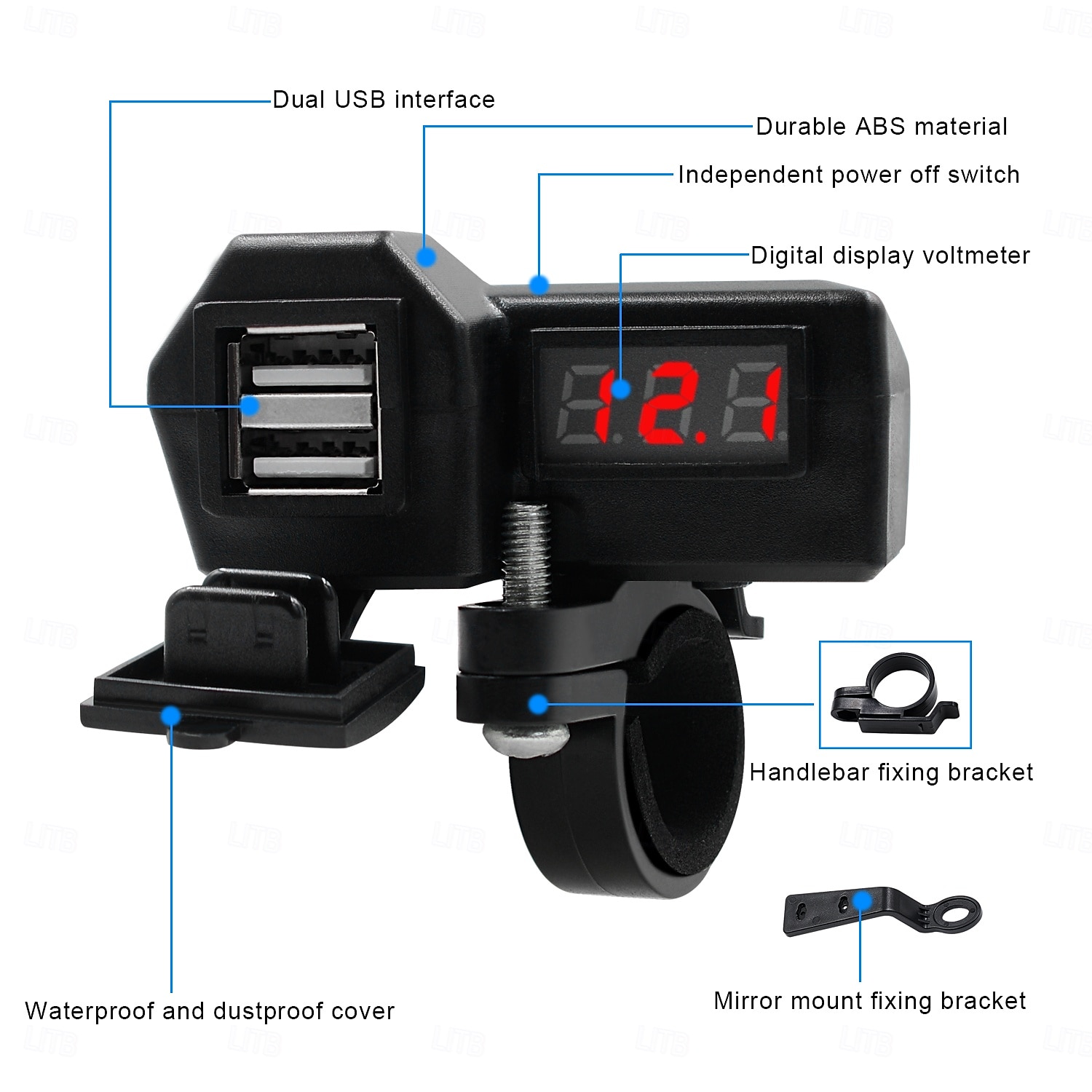 Motorcycle Mobile Phone Charger 3.4A Dual USB With Cigarette Lighter 10-24V With Voltage Display Meter Modification Accessories 2025 - $22.99 –P3