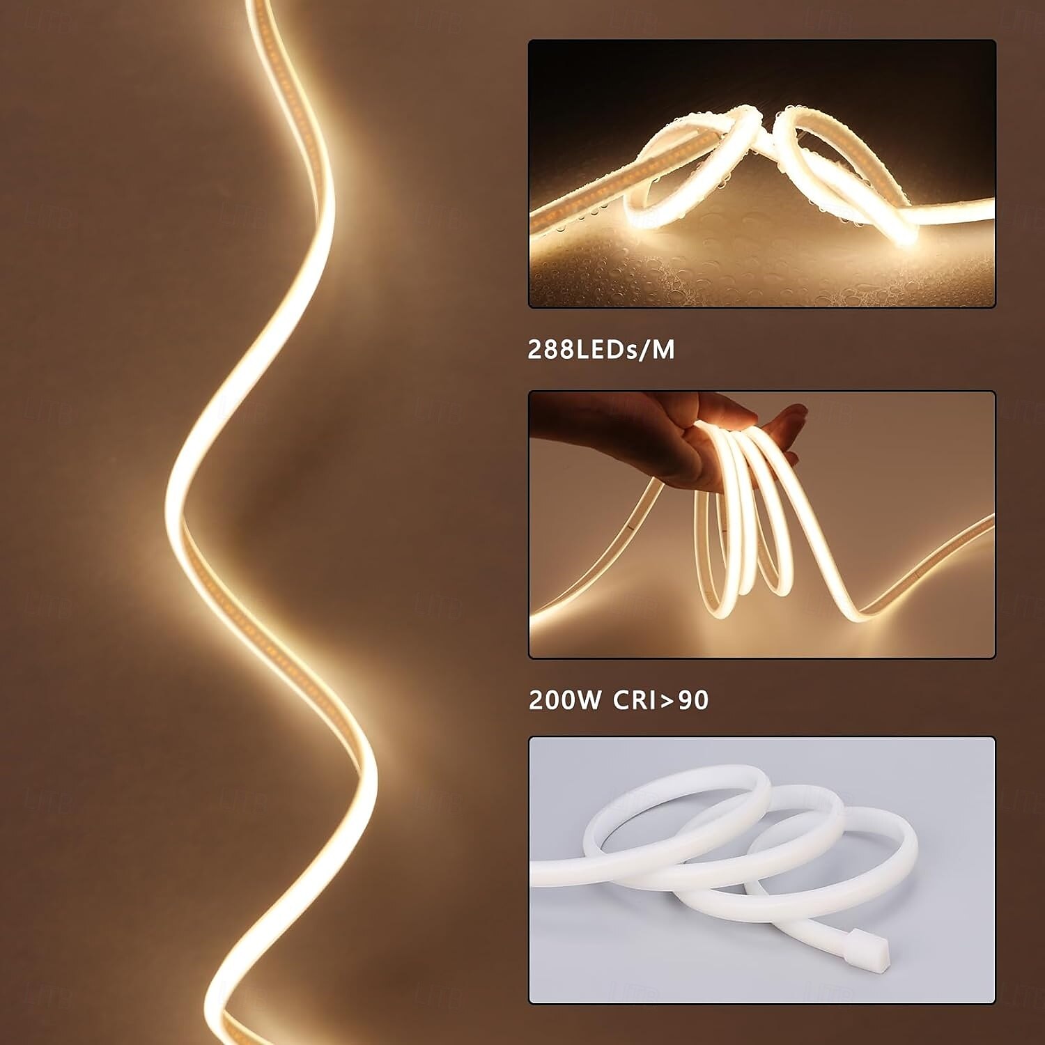 2025年 COB LED ストリップ ライト、3-40 メートル ストリップ ライト IP65 防水 288 LED/m 超高輝度ホワイト LED ストリップ、24 キー IR リモコン付き、寝室、キッチン、屋外装飾に最適、フレキシブル テープ ライト  コレクション – €21.14 –P11