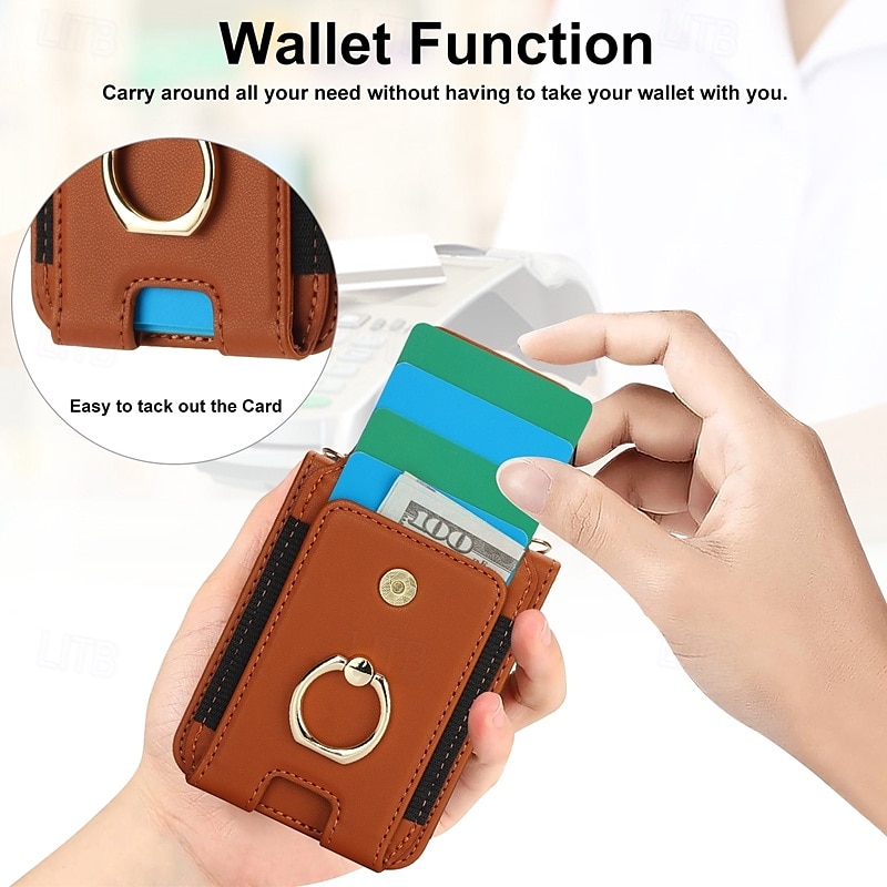 Phone Case For Samsung Galaxy Z Flip 7 Z Flip 6 Z Flip 5 Z Flip 4 Z Flip 3 Back Cover Ring Holder with Lanyard with Wrist Strap Retro TPU PU Leather 2025 - $29.99 –P11
