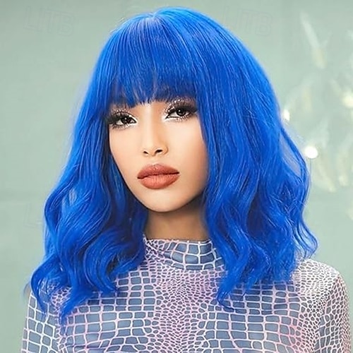 peruca com franja perucas curtas onduladas para mulheres comprimento dos ombros perucas bob encaracolado perucas sintéticas resistentes ao calor para cosplay de halloween uso diário para festas de 2025 por $20.99 –P2