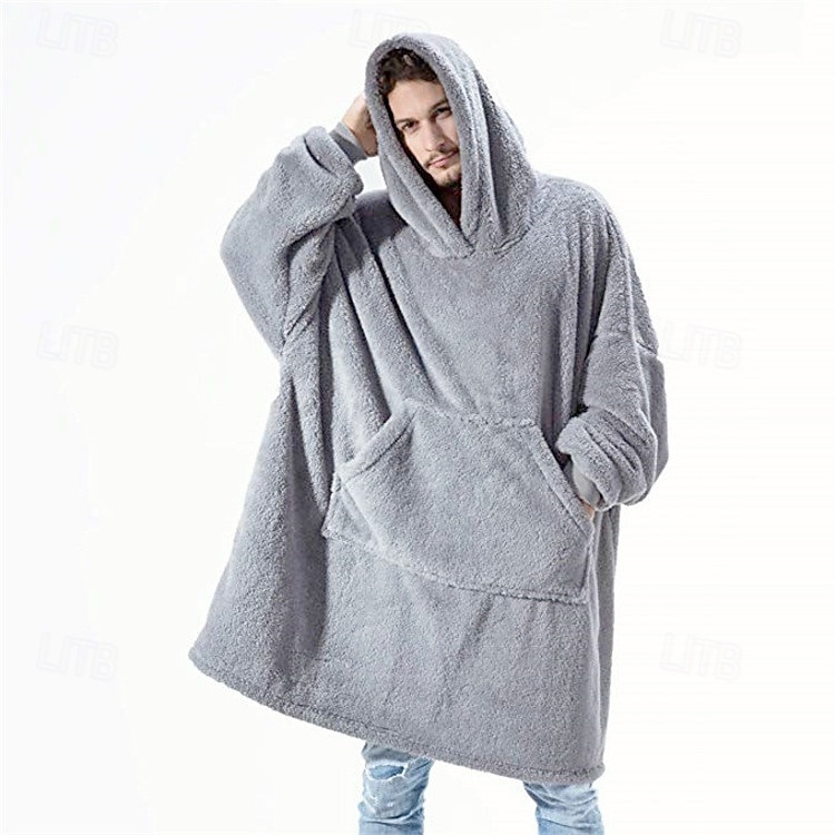 cobertor com capuz grande, lã macia, cobertor vestível, moletom leve com mangas e bolso frontal para mulheres, homens, manta de pelúcia, cobertor vestível para sala de estar, assistir TV de 2025 por $31.99 -P4