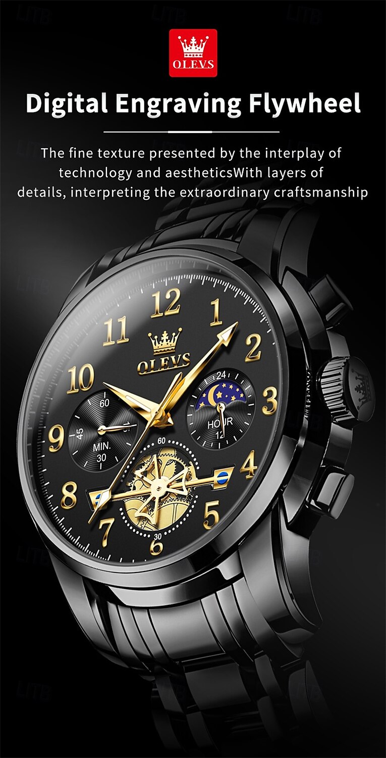 New Olevs Brand Trend Fashion Men'S Watches Luminous Chronograph Digital Scale Multifunction Waterproof Simple Quartz Watch Men'S Wristwatch 2025 - $32.99 –P1