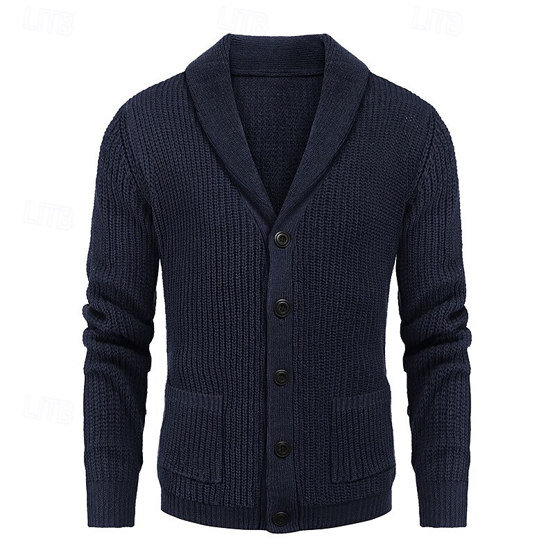Herren Strickjacke Kleid Pullover Strickpullover Gerippt Stricken Standard Knopf hoch Seitentaschen Feste Farbe Kargen Modisch Klassisch Freizeitskleidung Verabredung Bekleidung Herbst Winter 2025 - $41.99 –P3