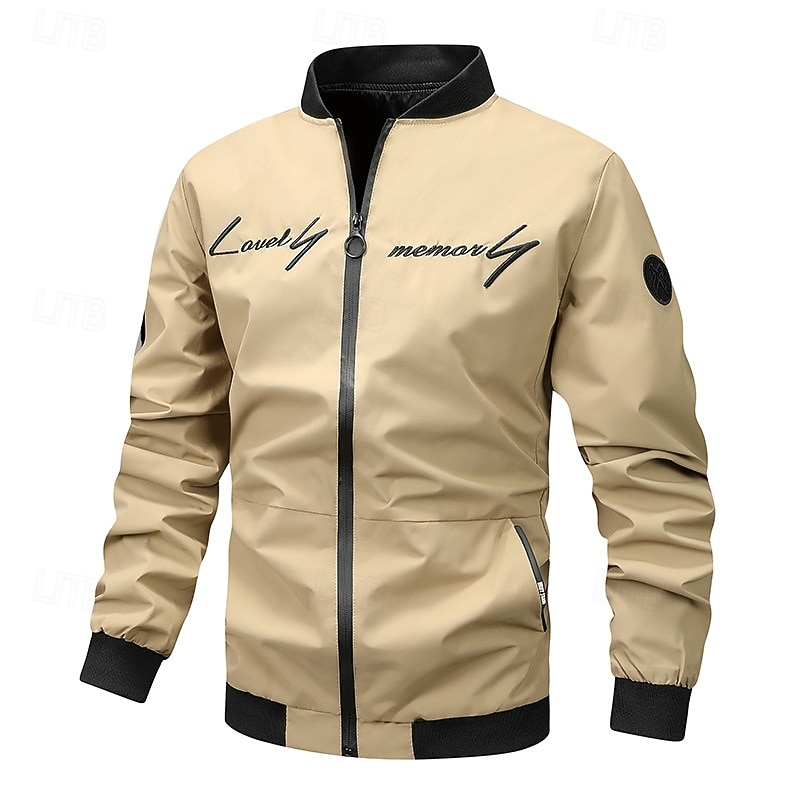 Men's Lightweight Jacket Outdoor Jacket Bomber Jacket Full Zip Spring &  Fall Active Black Navy Blue Dark Green Khaki Light Grey Jacket 2026 - $30.99 –P9
