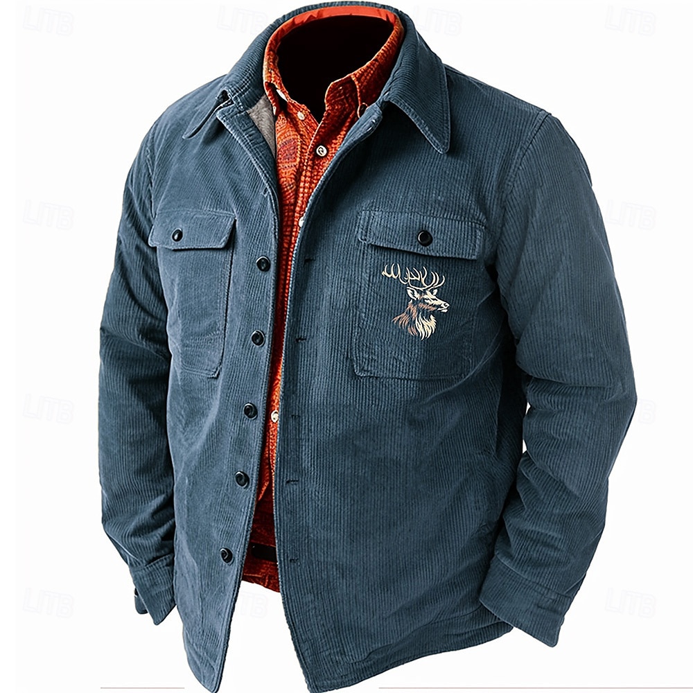 Homme Cowboy Chemise en Velours Côtelé Veste chemise Surchemise manche longue Rétro Vintage Tribal Quotidien Automne hiver Col rabattu Chemises à col Boutons Impression 3D 2 poches 1 pc Vert Véronèse de 2025 ? $37.99 –P5