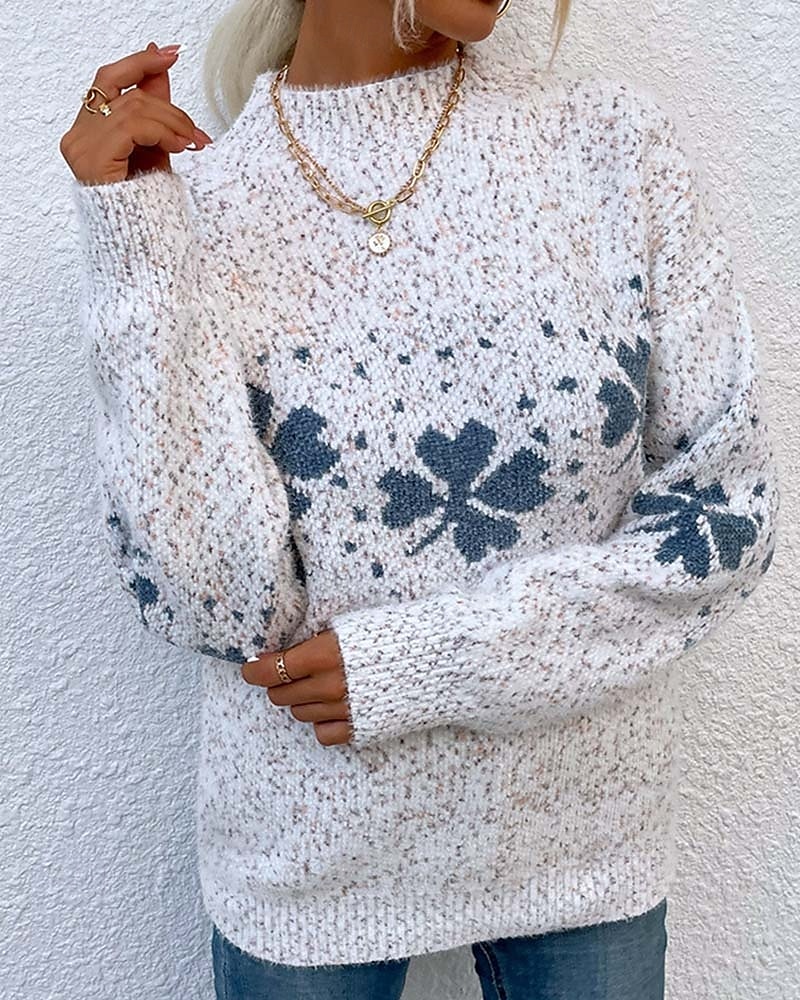 dames trui gebreide sneeuwvlok trui heathered blauw winter warm lange mouw oversized gezellig ronde hals casual vakantie ski loungewear multi-size kleding kleding 2025 - $47.99 –P6