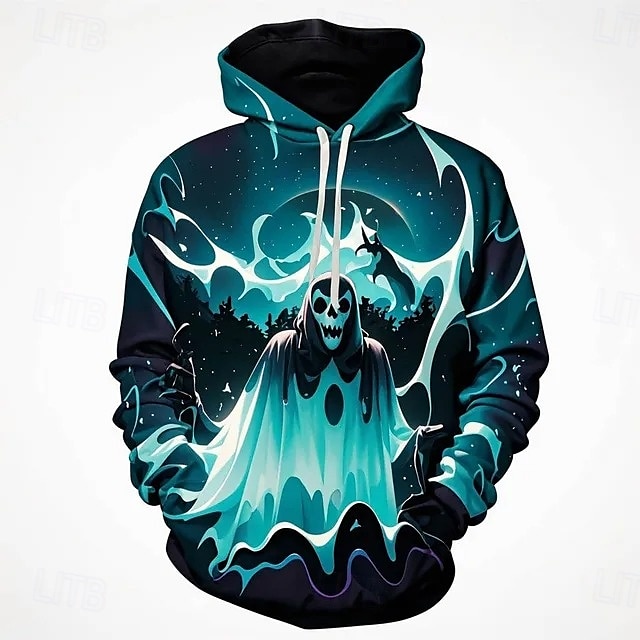 Fantasma Esqueleto Sudadera Pullover Víspera de Todos los Santos 3D Bolsillo delantero Gráfico Para Pareja Hombre Mujer Adulto Víspera de Todos los Santos Carnaval Mascarada Impresión 3D Fiesta 2025 - $29.99 –P2