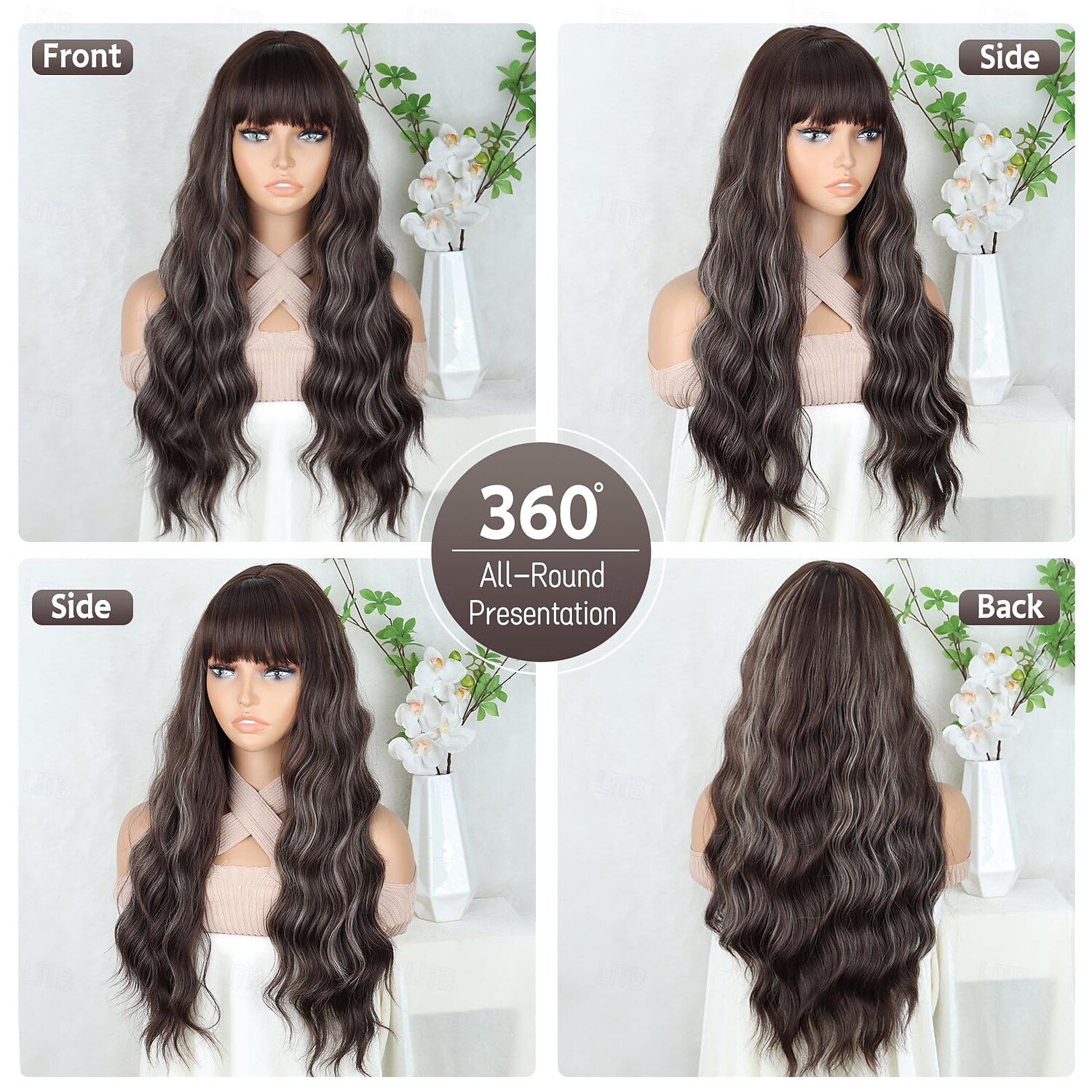 Long Wavy Wigs with Bangs for Women Curly Wavy Wig Natural Looking Synthetic Heat Resistant Fiber Wig for Daily Party Use 2026 - $19.99 –P4