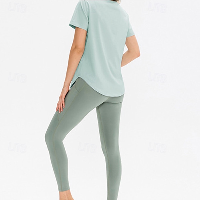 Damskie Běžecké tričko Krótki rękaw Tee Tshirt Codzienny Athleisure Solidne kolory Szybkie wysychanie Miękka Oddychający Trening w siłowni Chodzenie Jogging Odzież sportowa Odzież sportowa Morelowy 2025 - $18.99 –P6