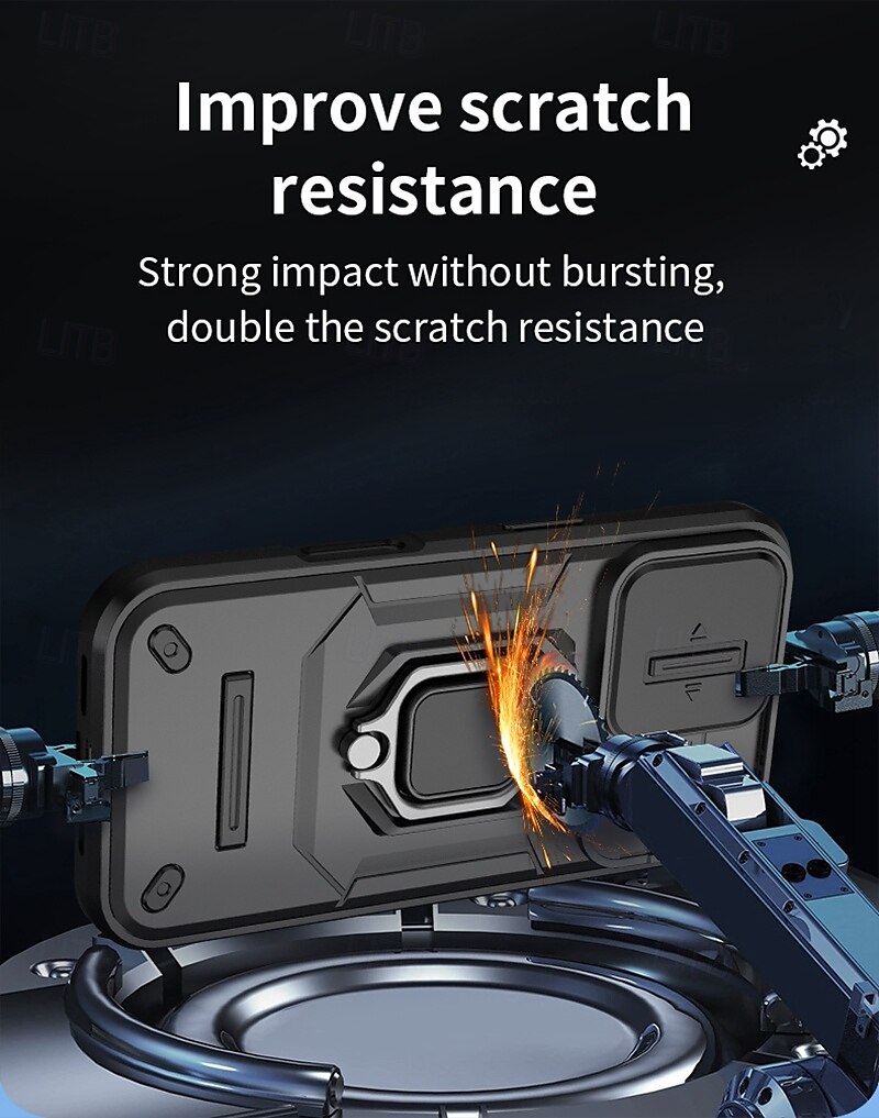 Phone Case For iPhone 16 Pro Max iPhone 15 Pro Max iPhone 14 Pro Max iPhone 13 Pro Max Back Cover Ring Holder Shockproof TPU PC Metal 2025 - $14.99 –P7