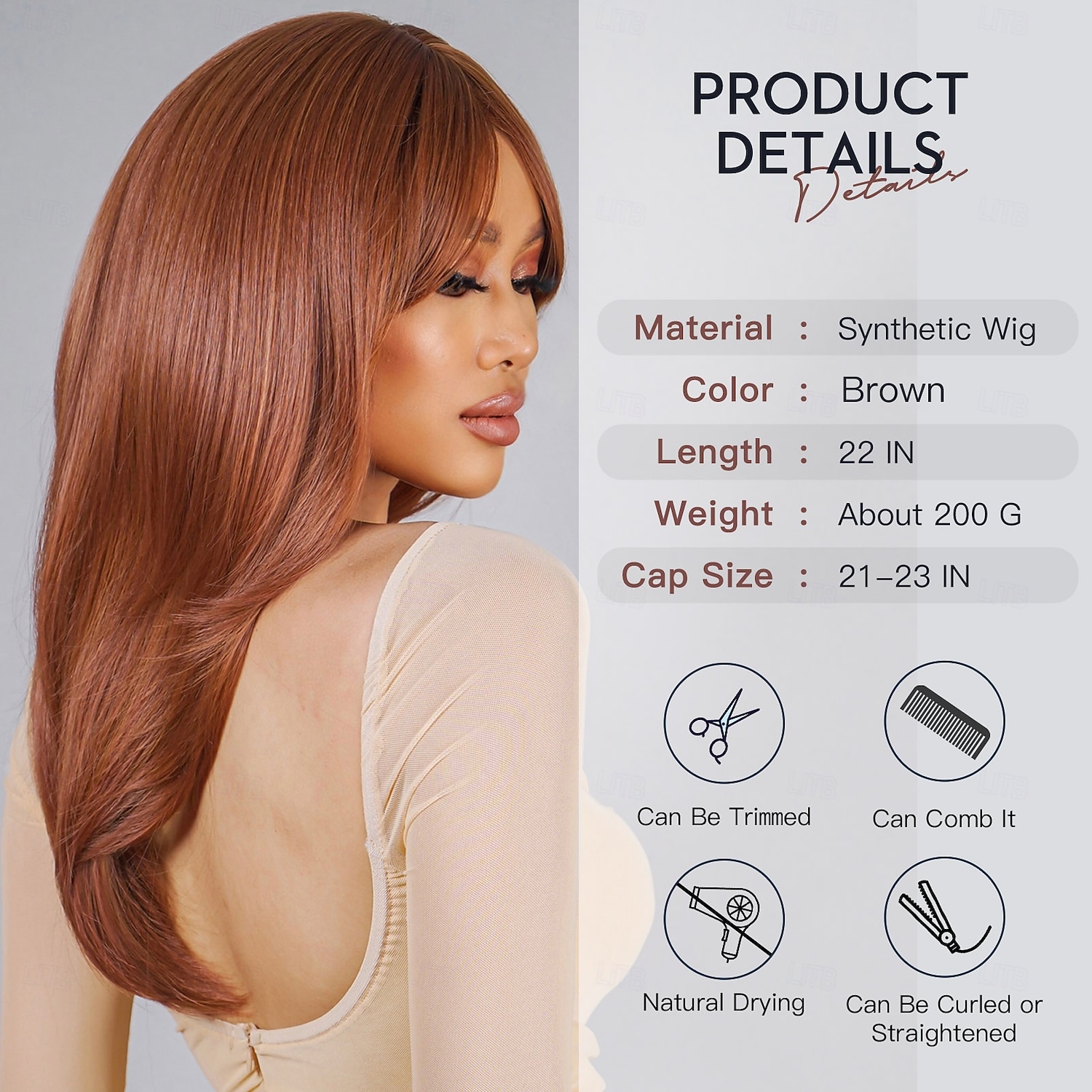 Synthetic Wig Uniforms Career Costumes Princess Straight kinky Straight Middle Part Layered Haircut Machine Made Wig 22 inch Black / Brown Synthetic Hair Women's Cosplay Party Fashion Dark Brown 2026 - $25.99 –P3