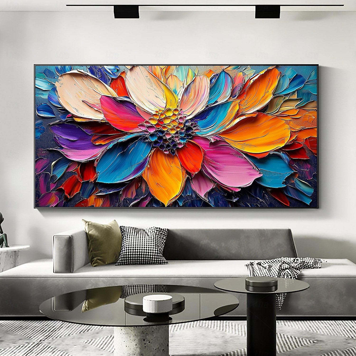 Handmade Original 3D Impasto Colorful Flower Oil Painting On Canvas ...