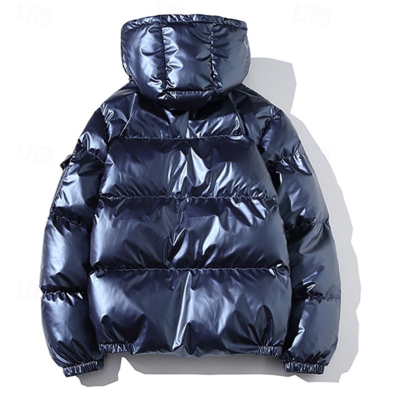 Herr Vinterkappa Pufferjacka Vadderad jacka Ficka Polyester Dagliga kläder Datum Semester Normal Mode Ledigt Bekväm Håller värmen Höst vinter Enfärgad / vanlig färg Silver Svart Marinblå Guld 2025 - $44.99 –P15