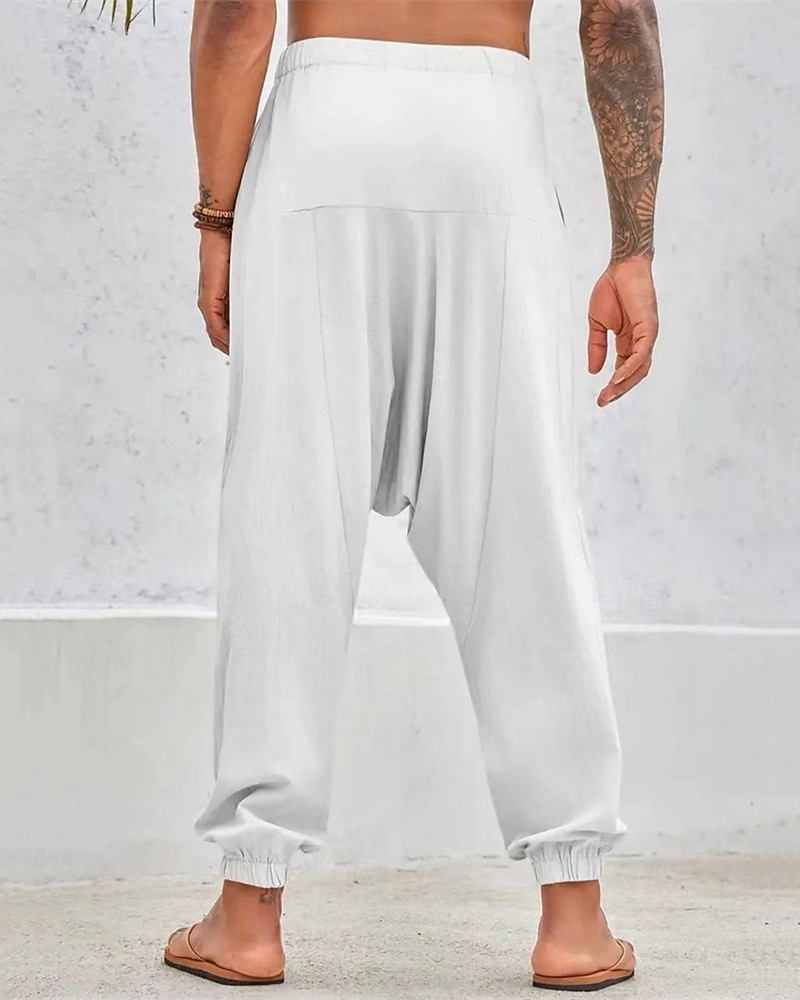 Herren Baumwollhosen Hose Hosen Sommerhosen Strandhose Haremshose Tasche Kordelzug Elastische Taille Glatt Komfort Atmungsaktiv Täglich Festtage Urlaub Hawaiianisch Boho Armeegrün Weiß 2025 - $27.99 –P10