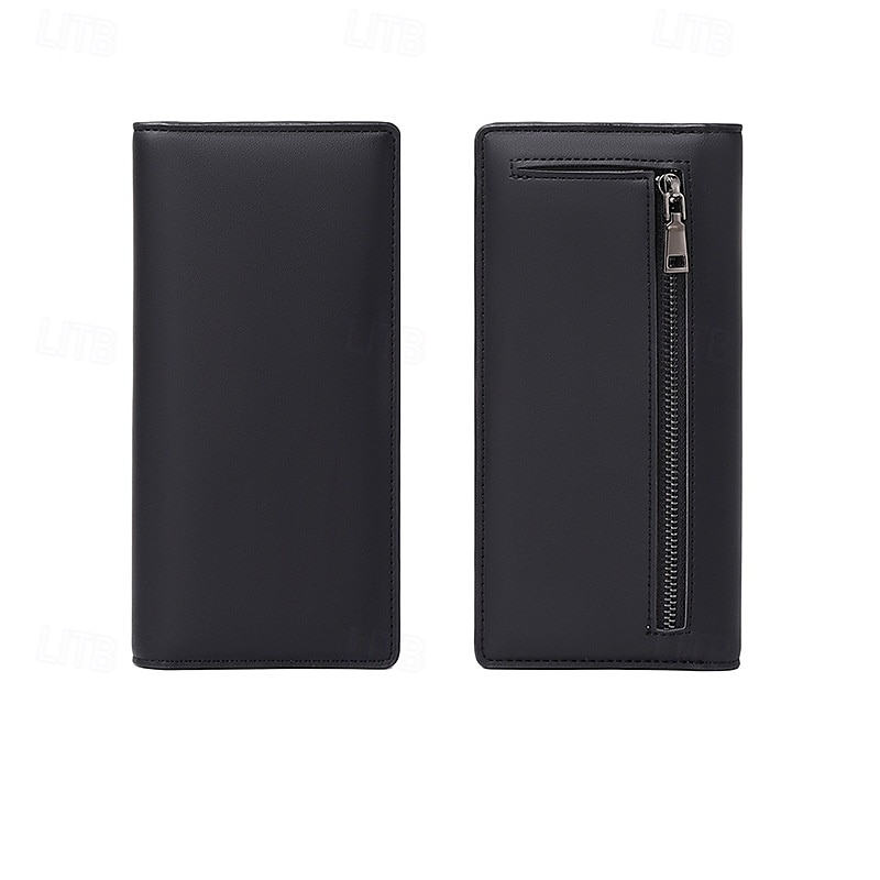 Portafoglio lungo ultra sottile bifold portatile in pelle PU con blocco RFID e più slot per carte e libretto degli assegni &titolari di carte di credito del 2025 a $22.99 –P13