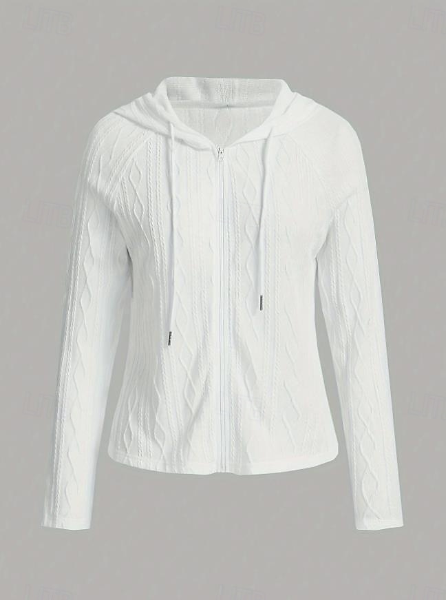 sweat à capuche femme élégant mode uni travail quotidien décontracté à capuche manches longues noir blanc automne hiver de 2025 ? $29.99 –P2