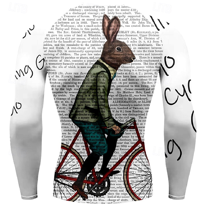 Voor heren Wielrenshirt Lange mouw Winter Fietsen T-shirt Shirt met 3 achterzakken Bergracen Ademend Sneldrogend Anatomisch ontwerp Lampenkatoen Wit Konijn Elastaan Sport Kleding 2025 - $27.99 –P3