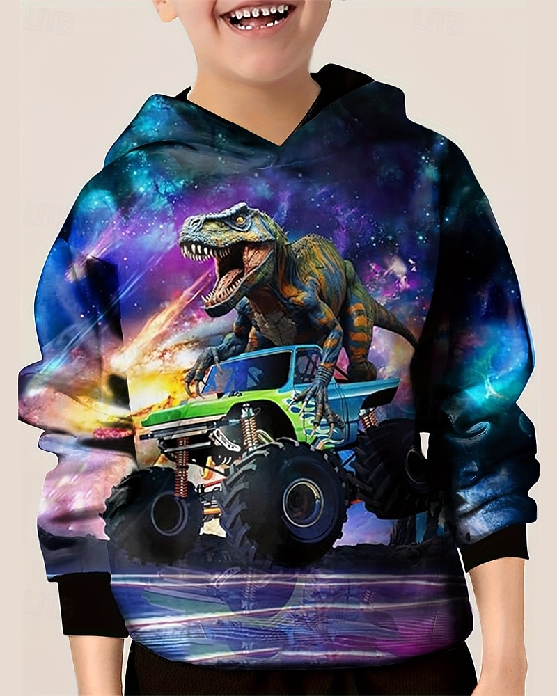 Jungen 3D Graphic Galaxis Dinosaurier Kapuzenshirt Langarm Frühling Herbst Modisch Strassenmode kinderkleidung 4-12 Jahre Mit Kapuze Outdoor Casual Täglich Regular Fit 2025 - $18.99 –P1