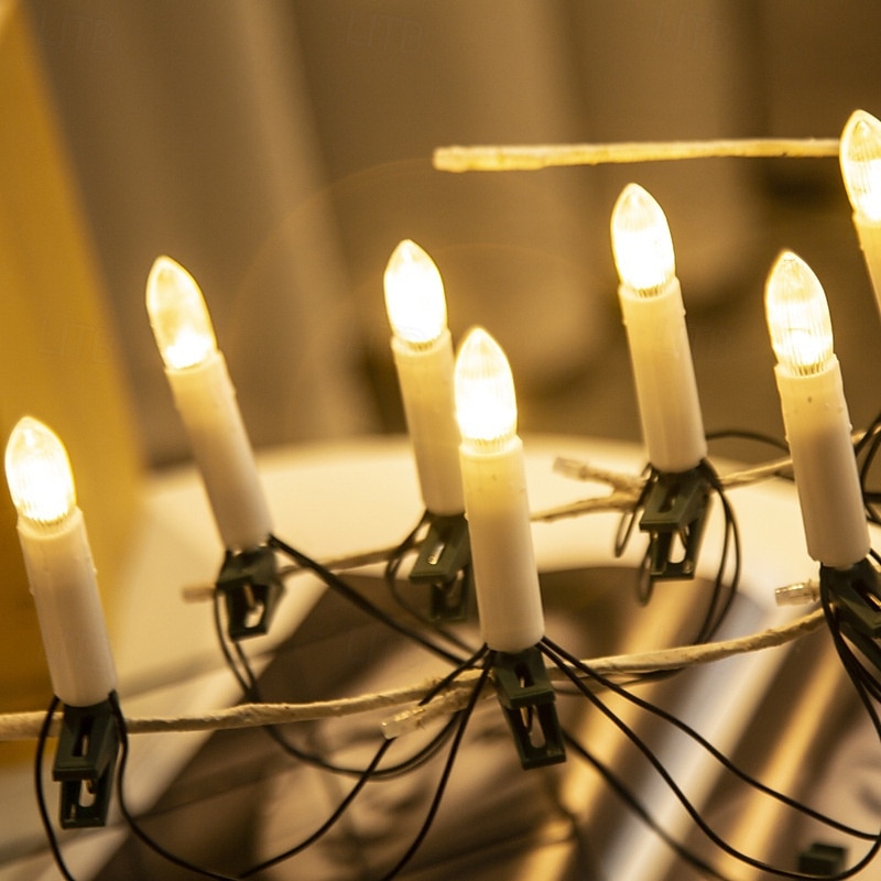 Festive LED Candle Light String Warm White Battery-Powered Clip-On For Easy Hanging Perfect For Christmas Tree & Holiday Decor 2025 - $14.49 –P10