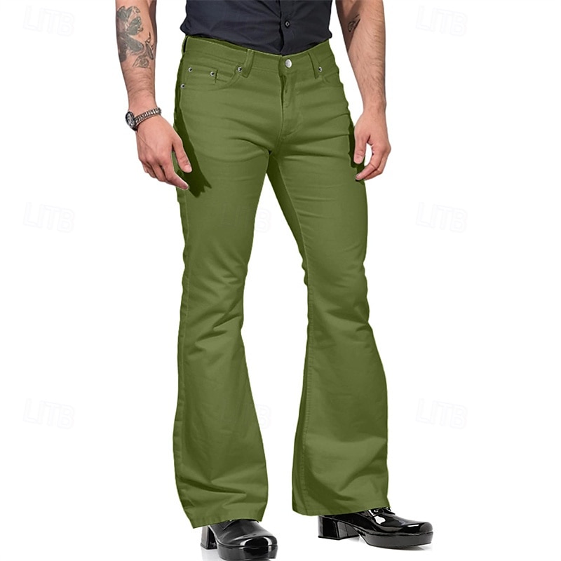 Herr Flared byxor Långbyxor Casual byxor Knappar Ficka Slät Komfort Utomhus Dagligen Mode Ledigt ArmyGreen Svart Microelastisk 2025 - $25.99 –P5