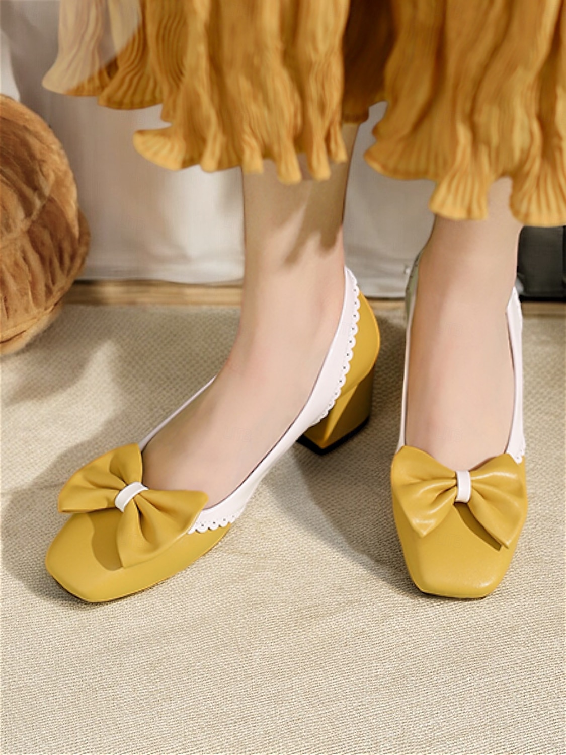 Women's Black and White Block Heel Pumps with Bow Detail – Vintage-Inspired Low-Heel Shoes for Office, Casual, and Dressy Occasions 2025 - $54.99 –P6