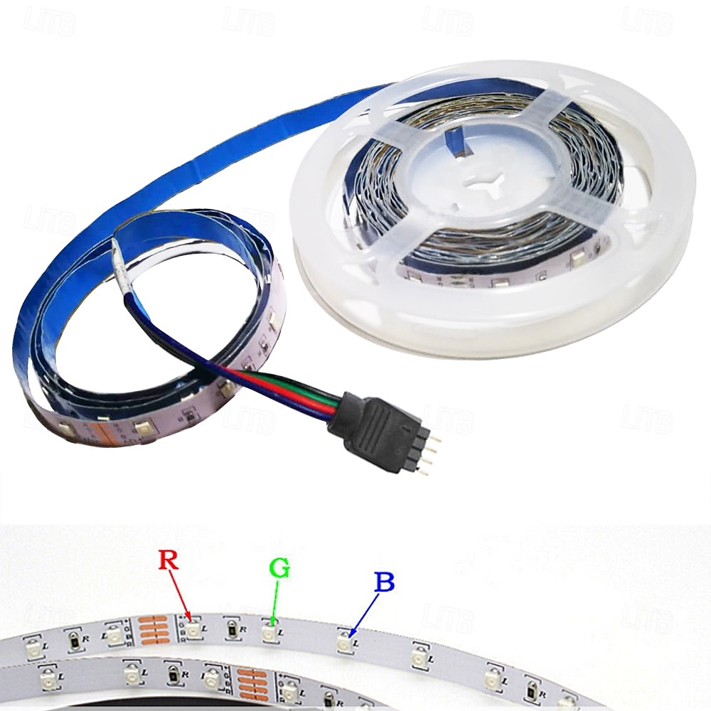Bande lumineuse LED flexible RVB 5 m Tiktok Lights 300 LED 2835 8 mm IR 44 touches Télécommande connectable auto-adhésive changement de couleur de 2025 ? $16.49 –P5