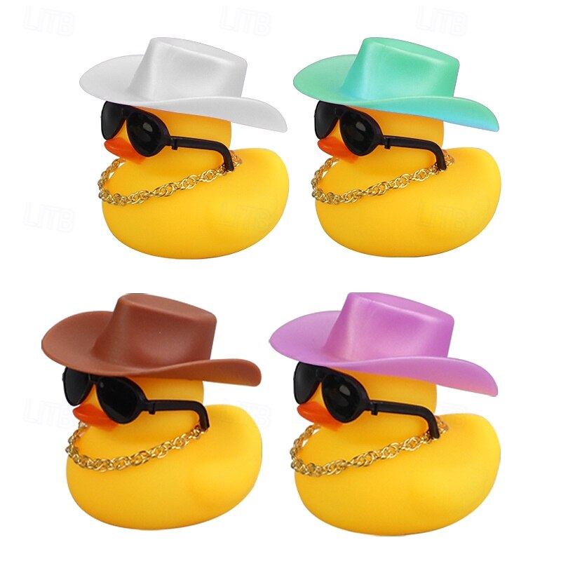 Yellow Duck Dashboard Ornament - Car Styling Accessories with Cowboy Hat, Sunglasses, and Necklace - Unique Auto Internal Decoration 2025 - $4.99 –P1
