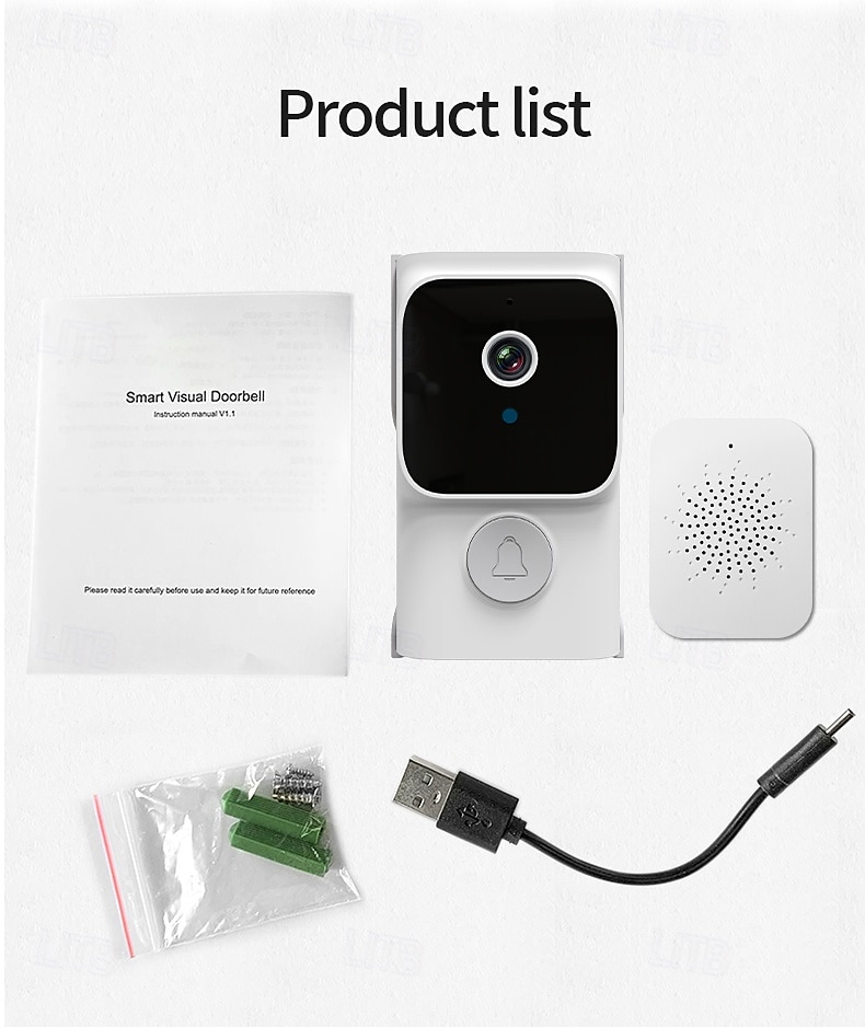 Wireless Video Doorbell Camera Visual Smart IP Doorbell Night Vision Real-Time Monitoring Remote Intercom Security Door Bell 2025 - $31.99 –P15