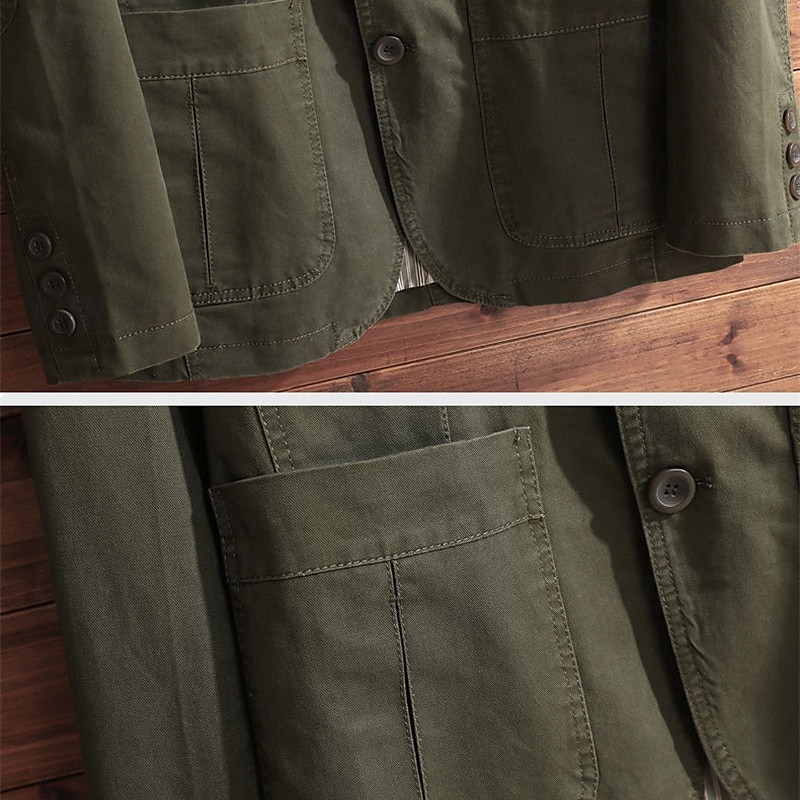 Men's Blazer Business Cocktail Party Wedding Party Fashion Casual Spring &  Fall Polyester Plain Button Pocket Comfortable Single Breasted Blazer Black khaki Army Green 2025 - $54.99 –P6