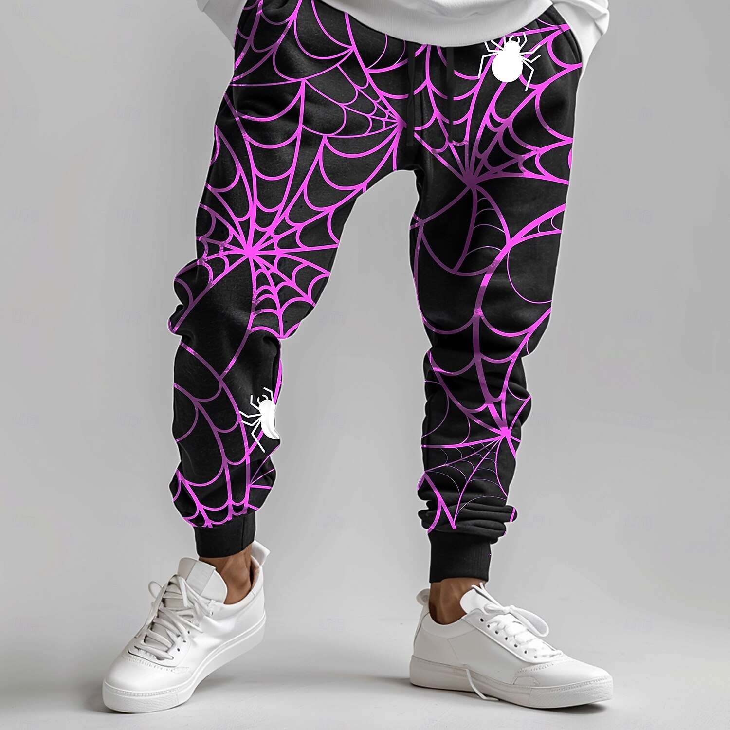 2025年 Halloween 男性用 蜘蛛の巣 ハロウィーンコスチューム スウェットパンツ ジョガー パンツ ミディアムウエスト 巾着ゴムウエスト 暗い パーティーイブニングウェア 日常着 ポケット 春 秋 冬 3Dプリント パープル コレクション – $22.99 –P1