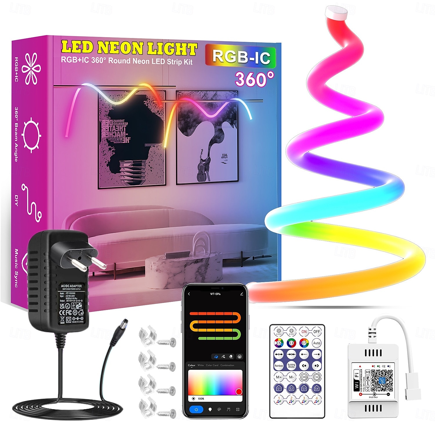 شريط إضاءة نيون RGB مقاوم للماء بطول 2-5 أمتار مع إضاءة بكسل قوس قزح قابلة للعنونة ومزود بشبكة واي فاي &التحكم في التطبيق ومزامنة الموسيقى لعلامة LED DIY &ديكورات حائط dc12v ws2811 2025 - $37.99 –P1