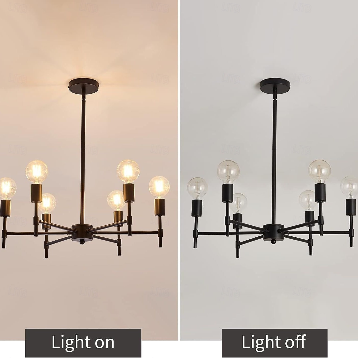 Black Chandelier 6/8-Light Dining Room Chandelier Rotatable Bulb Socket Industrial Vintage Ceiling Light Fixture Adjustable Pendant Light 2025 - $100.65 –P2