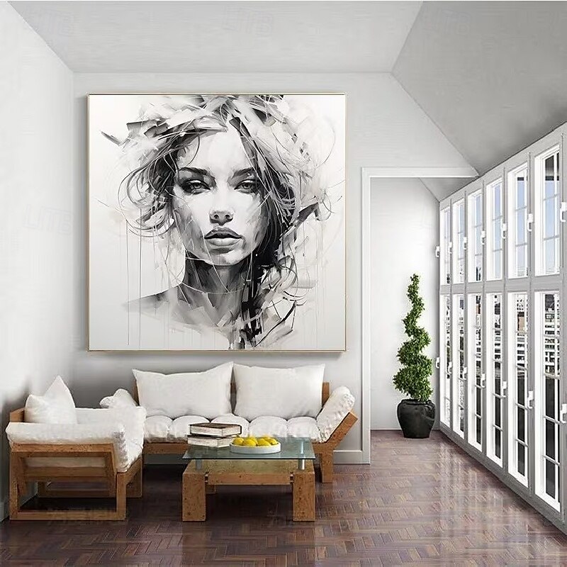 handgemachte abstrakte Spachtel Gesichtsmalerei Wandkunst handgemachte strukturierte Gesicht von Mädchen Malerei handgemalte figurative Ölgemälde Wandkunst Gesicht Ölgemälde Wand dekorative Malerei 2025 - $125.99 –P2
