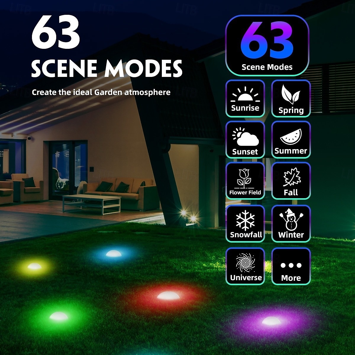 LED Slimme Licht Zonnebuiten Grondstekkerlamp IP68 Waterdichte 5050 LED Bloem RGB Regenboog lichtsnoer voor Binnenplaats Tuin Gazon Festival Huwelijk Feest Sfeerversiering 2025 - $37.99 –P3