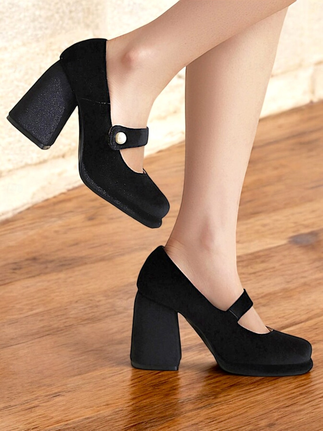 Women's Green Velvet Mary Jane Block Heels with Pearl Accent – Retro Platform Pumps for Party and Formal Events 2025 - $59.99 –P4