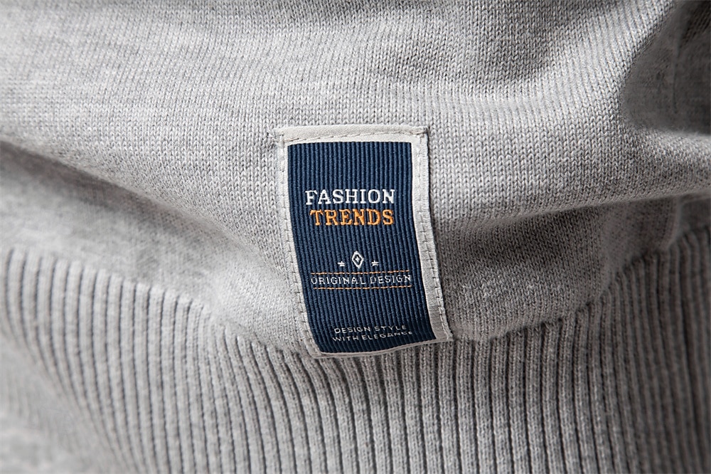 Pánské Plést Pevná barva Poloviční zip Úplet Elegantní Vánoční dárky Domů Oblečení Podzim Zima Světle šedá S M L 2025 - $26.99 –P8